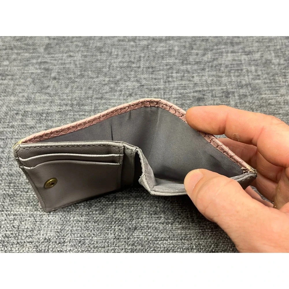 Fossil Pink Snakeskin Embossed Leather Bifold Wallet Small Grey Interior